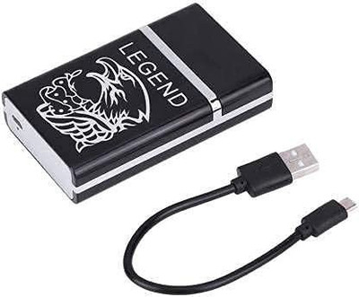 Viraan 2 in 1 Rechargeable USB Electric Cigarette Lighter Case for Smoking, Windproof Case Stylish Box 8 Cigarette Storage Space Cigarette Lighter(Black)