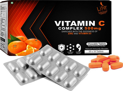 LIFE ROOTS Vitamin C Orange Chewable Tablets, Immunity Antioxidant & Skincare(100 Tablets)(100 Tablets)