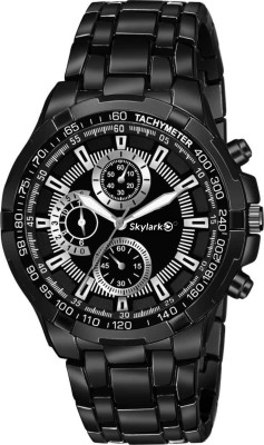 fascino Trending and Stylish Analog Round Black Dial With Black Steel chain belt FCW 2970-BLK Analog Watch  - For Men