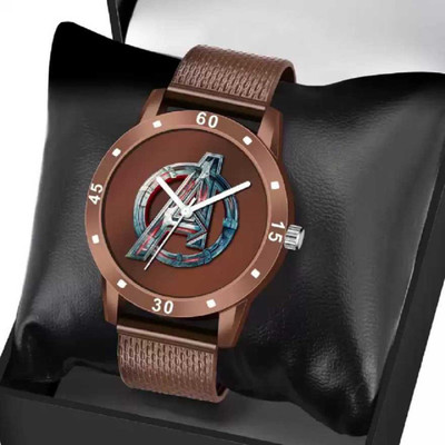 FEELKART MEN-120003 NEW Avengers STYLISH DIAL- PU STRAP & BLACK KING BRACELET COMBO SET FOR MEN Analog Watch Analog Watch  - For Boys