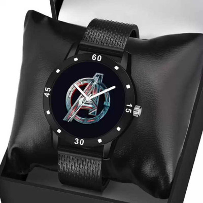 FEELKART MEN-120003 NEW Avengers STYLISH DIAL- PU STRAP & BLACK KING BRACELET COMBO SET FOR MEN Analog Watch Analog Watch  - For Boys