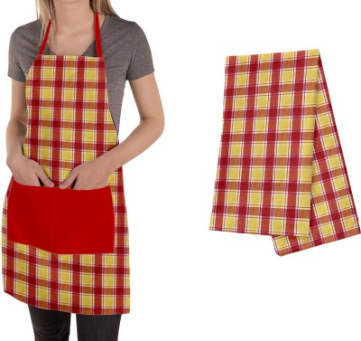 Lushomes Cotton Home Use Apron - Free Size(Red, Single Piece)