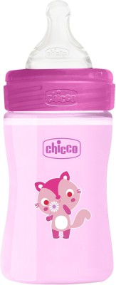 Chicco WB PP BOTTLE 150ML COL PINK SLOW 0M+ IN - 150 ml(Pink)