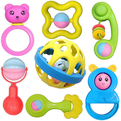 PRESENTSALE Colourful Plastic Non Toxic BPA Set of 7 Attractive Rattle for New Borns and Infants baby rattle toys teether soother high quality Rattle(Multicolor)