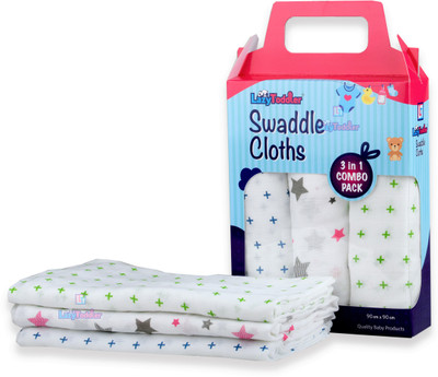 LazyToddler Printed Crib Swaddling Baby Blanket for  Mild Winter(Muslin, Multicolor)