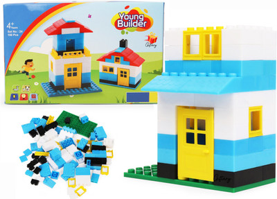 Miniature Mart Small Home Construction & Building Block Game Set for Boys & Girls | Toys for Gifting | Made in India | Blocks for Kids | 100 PCS Set | 4 Year+ | Basic Block(Multicolor)