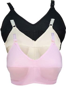 teenager Women Full Coverage Non Padded Bra(Black, Beige, Pink)