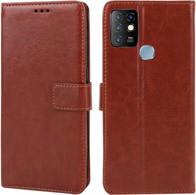 MG Star Flip Cover for Infinix Hot 10 Play PU Leather Vintage Case with Card Holder and Magnetic Stand(Brown, Shock Proof, Pack of: 1)