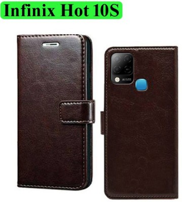 Wynhard Flip Cover for Infinix Hot 10S(Brown, Grip Case, Pack of: 1)