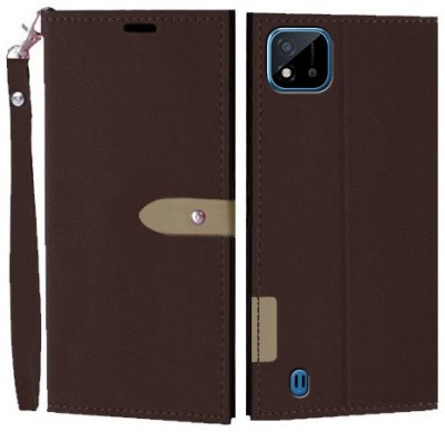 Wynhard Flip Cover for Realme C20, Realme C11 2021(Brown, Grip Case, Pack of: 1)