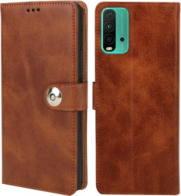MG Star Flip Cover for Xiaomi Redmi 9 Power PU Leather Button Case Cover with Card Holder and Magnetic Stand(Brown, Shock Proof, Pack of: 1)