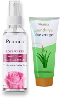 Peonies Rose Water Glow Cleanser 100ml & Alovera Gel 60ml(2 Items in the set)