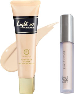 COLORS QUEEN Oil Free With Primer Base Foundation (Ivory) With Waterproof Perfect Eye Primer(2 Items in the set)