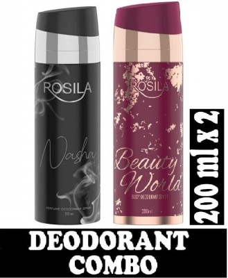 Rosila Nasha With Beauty World Perfume Body Spray  -  For Men & Women(400 ml, Pack of 2)