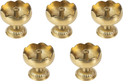 Spillbox Brass (Pack of 5) Table Diya(Height: 1.5 inch)
