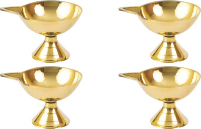 Spillbox Brass (Pack of 4) Table Diya(Height: 2 inch)
