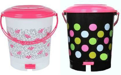 YASHODEEP PLASTIC New Unique Design Standard Plastic Dustbin For Home And Office ( 12 L - 2 pcs ) ( Multicolor ) Plastic Dustbin(Multicolor, Pack of 2)
