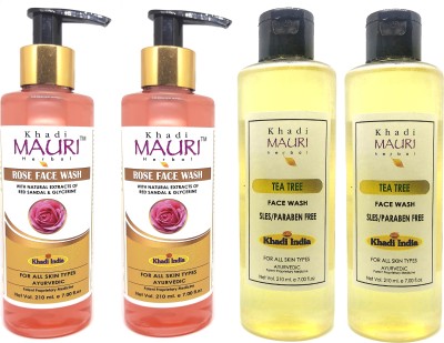 Khadi Mauri Rose & Tea Tree - Pack of 4 Face Wash(840 ml)