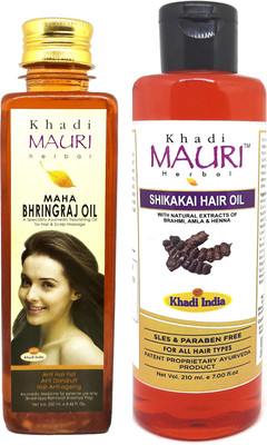 Khadi Mauri Maha Bhringraj(250ml) & Shikakai Hair Oil (Pack of 2) Hair Oil(460 ml) Flipkart