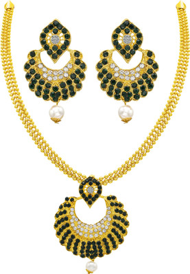 Rhymee Alloy Gold-plated Green Jewellery Set(Pack of 1)
