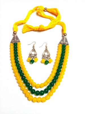 Rupkutir Oxidised Silver Green, Yellow Jewellery Set(Pack of 1)