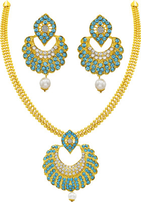 R A Enterprises Alloy Gold-plated Blue, Gold Jewellery Set(Pack of 1)