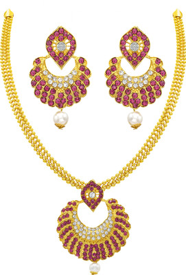 Rhymee Alloy Gold-plated Pink Jewellery Set(Pack of 1)