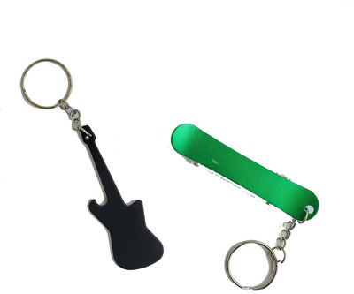 ShopTalk Metal Guitar & skateboard (pack Of 2) Key Chain