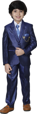 DKGF FASHION Boys Party(Festive) Shirt Trouser, Tie(Blue)