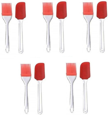 MOREL SILICONE SPATULA AND BRUSH SET OF 2 FOR CAKE MIXER, BAKING, OILING, OVEN TANDOOR GRILLING NON STICK COOKWARE. (PACK 5) Kitchen Tool Set(Spatula)