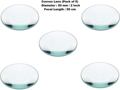 ERHIndia (Pack of 5) Convex Lens (Diameter-50 mm) (Focal Length 50 cm) for DIY Science Experiments and Projects Kits(White)
