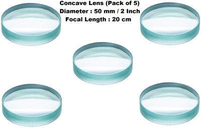 ERH India (Pack of 5) Concave Lens (50 mm Diameter) (Focal Length 20 cm) for DIY Science Experiments and Projects Kits(White)