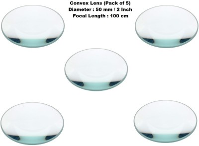 ERHIndia (Pack of 5) Convex Lens (Diameter-50 mm) (Focal Length 100 cm) for Science Experiments and Projects Kits(White)