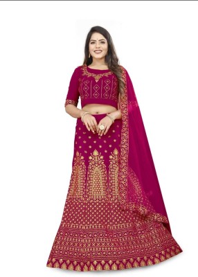 KRISHNA FASHION Embroidered Semi Stitched Lehenga Choli(Purple)