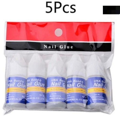 feelhigh cosmetics 5Pcs Nail Glue For Artificial Nail Waterproof Nail Adhesive Bottle Acrylic nails Professional Nail Art Gum Fake Nails Extension(white)