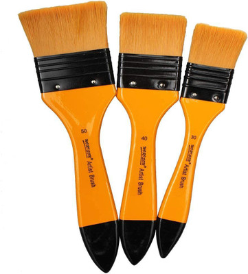 WORISON Flat Synthetic Paint Brushes of 3 pc(Set of 1, Brown)