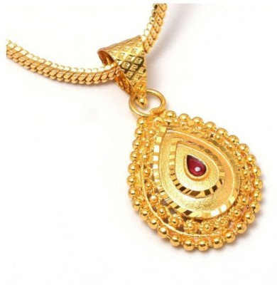 DIMIKI Traditional Micro Polish Gold Plated Oval Pendant Chain For Girls And Women Gold-plated Alloy Pendant