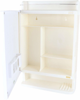 URBAN CHOICE mirror cabinet rack shelf makeup storage with mirror Plastic Wall Shelf(Number of Shelves - 6, White)