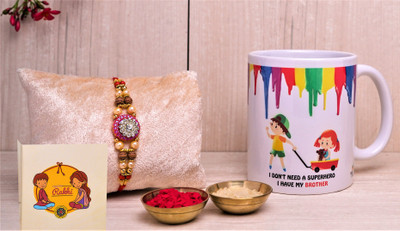 Phirki Studio Mug Set(Mug::Rakhi::Greeting Card::Roli::Chawal)
