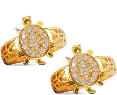 RCH Meru Ring For Men,Women Gold Plated Adjustable Tortoise Ring for Men and Women (Pack Of- 2) Brass Diamond Gold Plated Ring Set