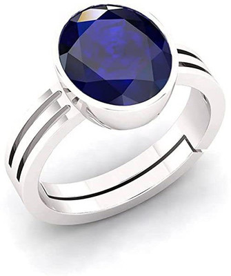 TODANI JEMS 9.25 Ratti 8.72 Carat Neelam Ring Blue Sapphire Adjustable Ring Metal Sapphire Silver Plated Ring