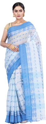 GitAsit Self Design Tant Pure Cotton Saree(Light Blue)