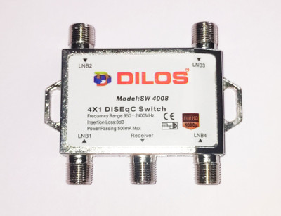 dilos 4 IN 1 DISEQC MULTI SPLITTER CONNECTOR LNB SWITCH FOR DISH Media Streaming Device(Silver)