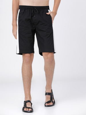 HIGHLANDER Solid Men Black, White Regular Shorts