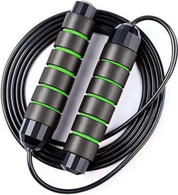 LACOPINE Adjustable Jump Rope For Exercise Fat Burning Workout Home Or Gym For Women Men Ball Bearing Skipping Rope(Black, Green, Length: 280 cm)