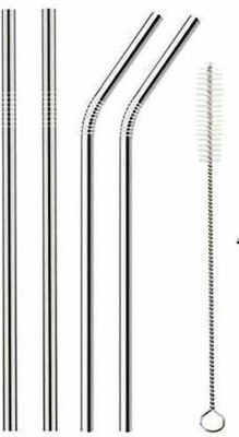 Niyara Enterprise Straight Drinking Straw(Silver, Pack of 5)