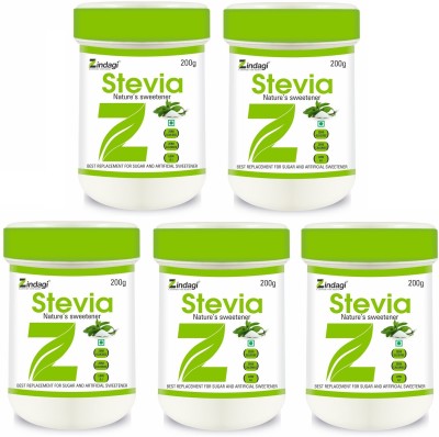 Zindagi Stevia Sugar Powder | pure stevia sugar | zero calories sweetener | Sweetener(200 g, Pack of 5)