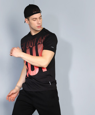 Adrenex Graphic Print Men Round Neck Black T-Shirt