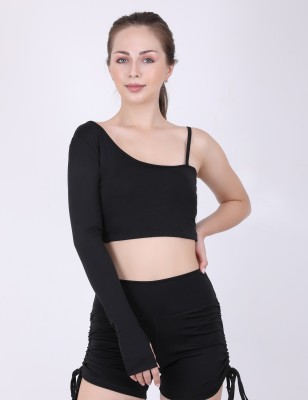 EVERDION Casual Solid Women Black Top