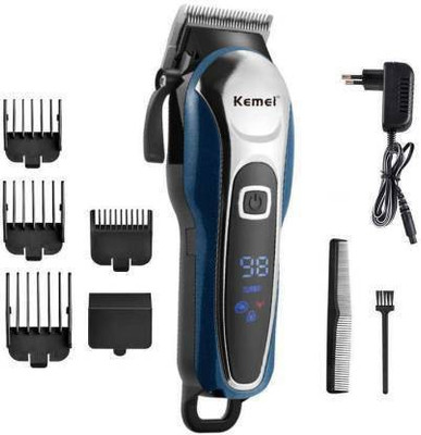 Kemei KM-1995 Rechargeable With LCD Display Runtime: 120 min Trimmer for Men (Multicolor) Runtime: 120 min Trimmer for Men & Women Runtime: 120 min Trimmer for Men & Women (Blue) Trimmer 120 min  Runtime 4 Length Settings(Blue)